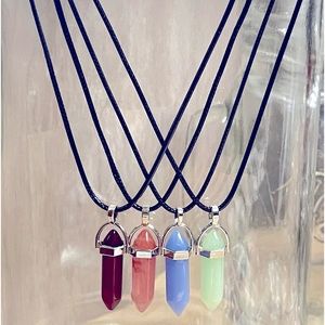 $25 Crystal Gemstone Necklace Pendant Bullet Head Energy Meditation 4 pcs.
